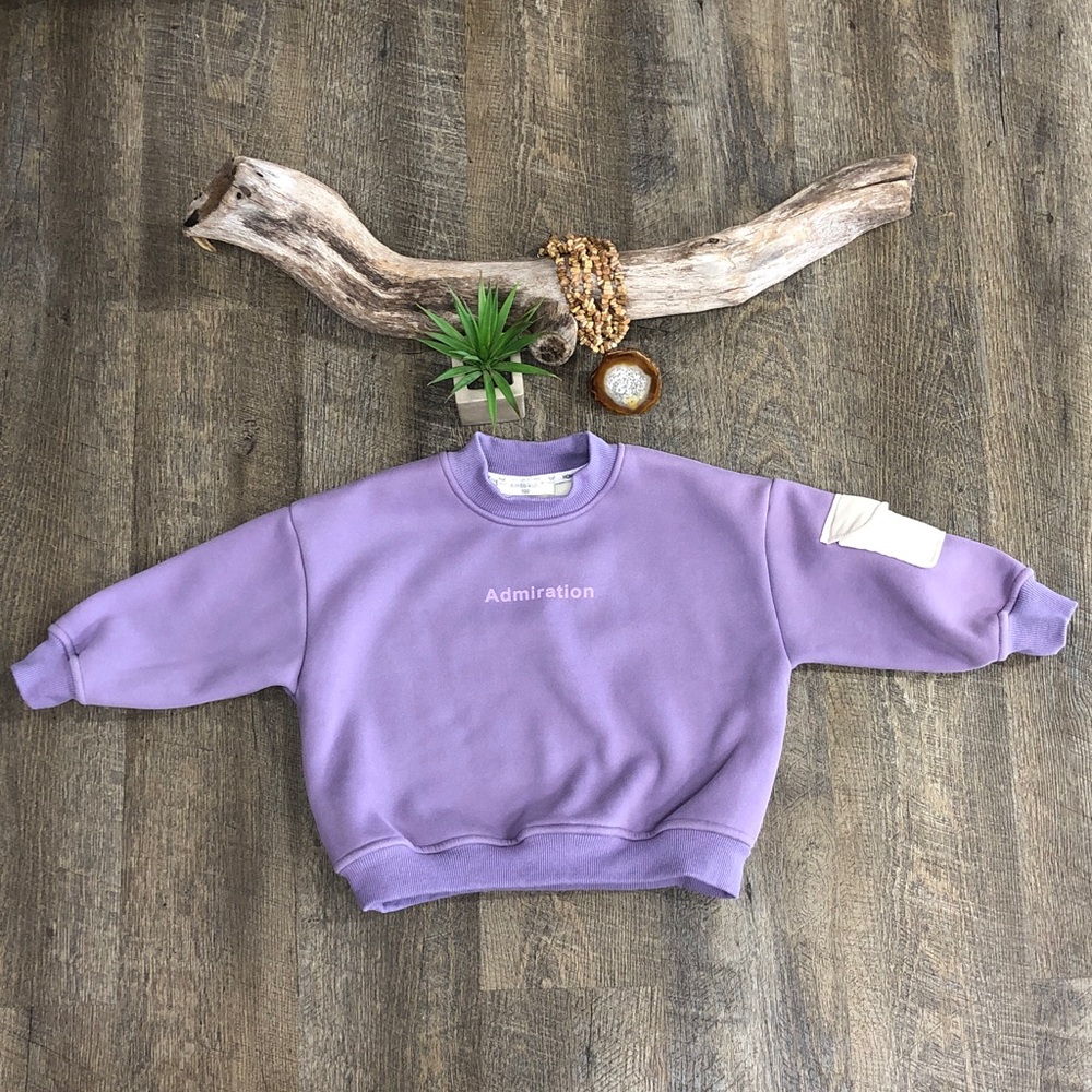AMBB-KIDS Admiration Lavender Purple Thick Cargo Pocket Sweatshirt Size 3T